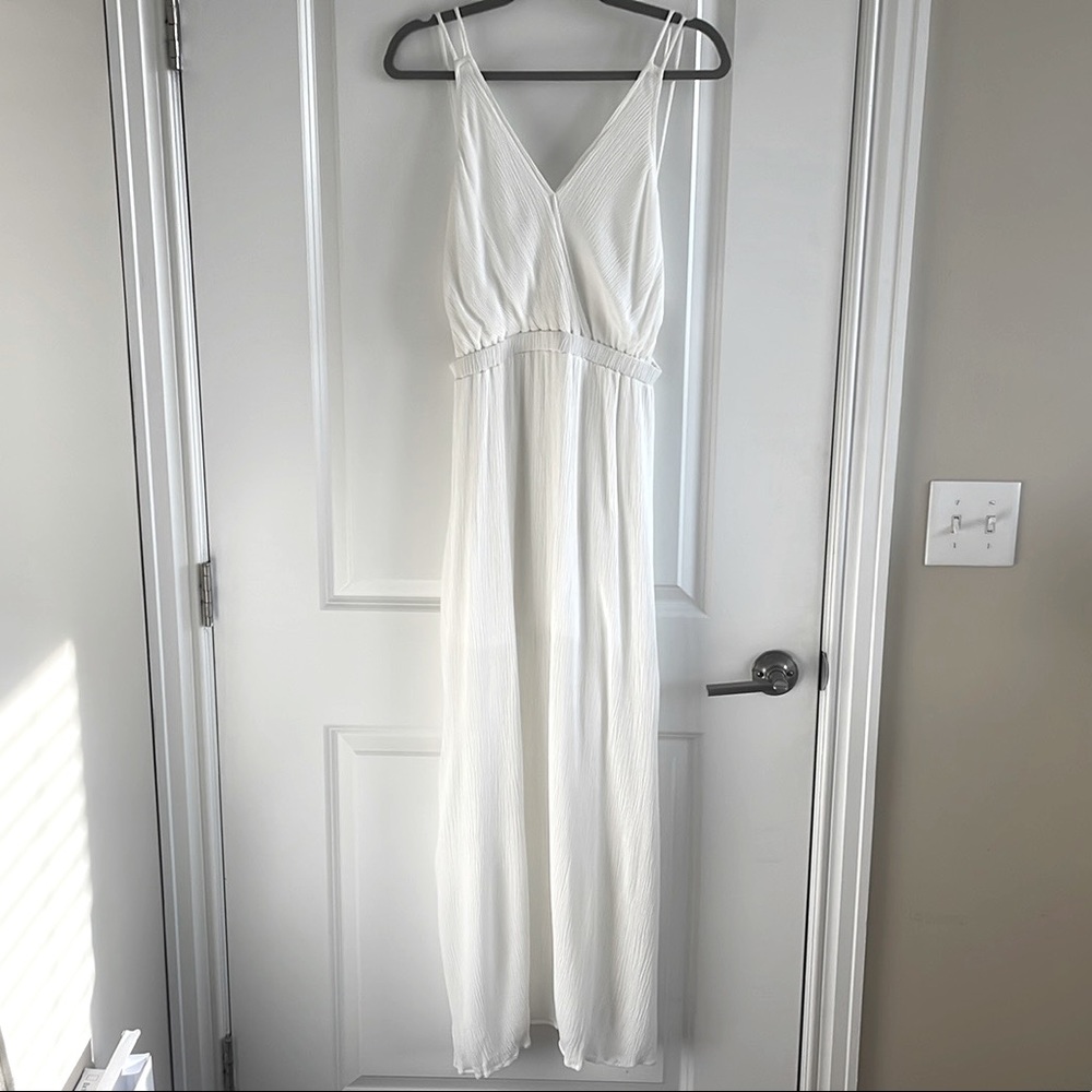 Open back white maxi dress